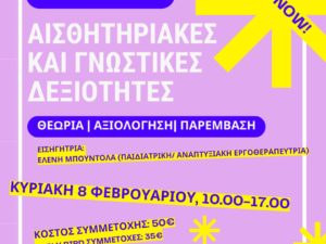 Εκπαιδευτικό σεμινάριο: “Αισθητηριακές και γνωστικές δεξιότητες: Θεωρία- Αξιολόγηση- Παρέμβαση” – Φεβρουάριος 2026